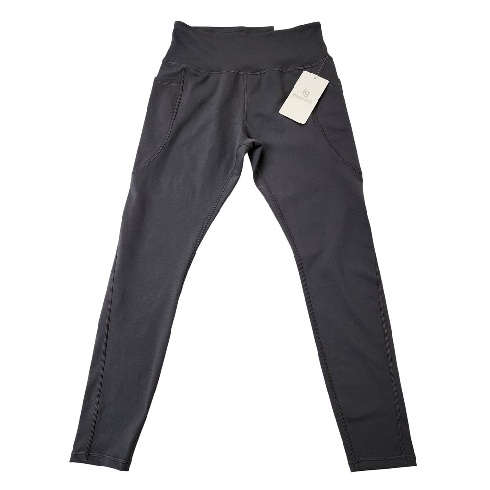 In Good State Womens Gray High Waisted Athletic Leggings with Pockets Size M